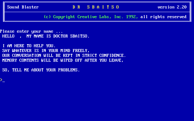 Dr. Sbaitso title screen